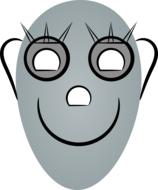 gray robot mask on white background