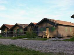 wooden boat houses by the lake