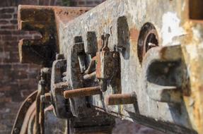 Close-up of the old, rusty industrial construction with details