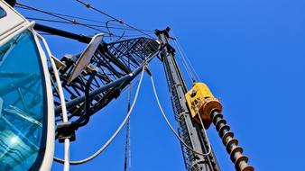 Low angle shot of the shiny equipment, under the blue sky