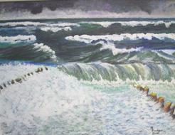 storm at sea as watercolor painting