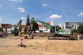 Excavators Construction Work Site