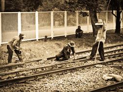 Monochrome photo of Railroad in Bangkok Thailand