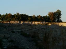 panoramic view of the limestone quarry in the shade