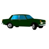 green sedan as an illustration on white