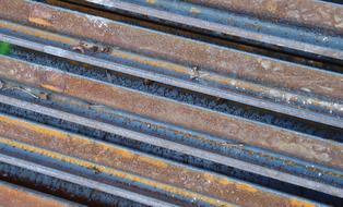 metal tram rails, close-up