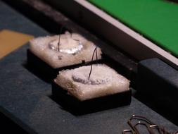 Close-up of the superconductor magnets on the surface with reflection