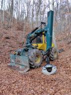 harvester in Forest, forestry machinery