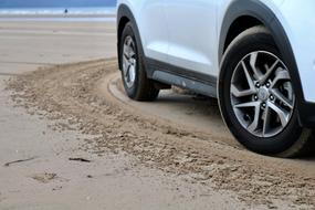 car Drive Wheels on sand