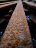 rusty rails on an abandoned railroad