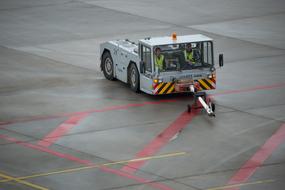 airplane tug at the airport in stuttgart