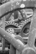 black and white photo of Gear Machinery Mechanism