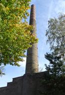 view of the old factory with chimney