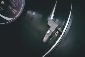 Close-up of the beautiful, shiny, vintage vinyl record