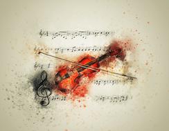 violin and music notes, digital art