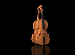 two violins on black background