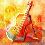 watercolor painted violin