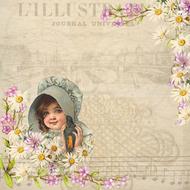 background vintage girl floral drawing