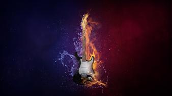 guitar in flame and liquid