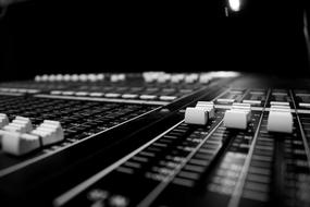 dj console, black and white, close-up