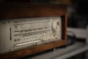 antique radio on blurred background