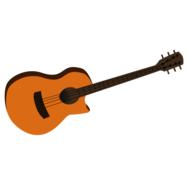 Clipart of a wooden guitar at white background