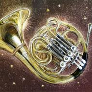 shining french horn, drawing