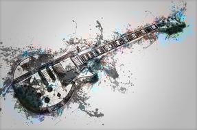 watercolor electric guitar