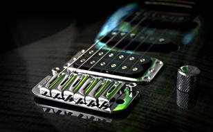 macro photo of electric guitar strings