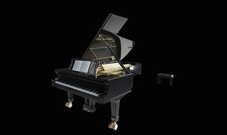 piano on black background