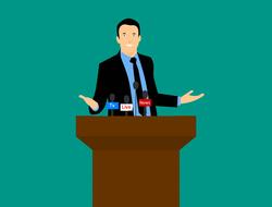 public speaking man cartoon drawing