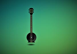 Beautiful, guitar at green and blue, gradient background on clipart