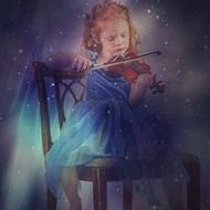 magical image of a girl playing the violin