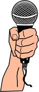 male hand with microphone, drawing