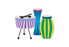 drawn three striped drums