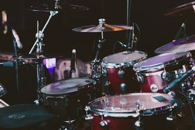 red and silver Drum Set