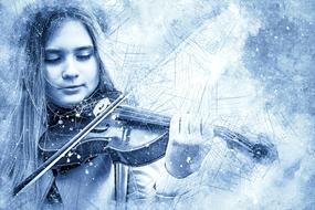 girl violin art abstract drawing