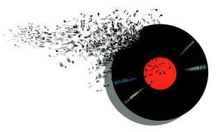 Clipart of music notes and vinyl disk