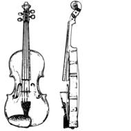 Black and white drawing of the violin