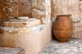 clay barrel at an old building on the island of Crete