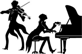 classical music, vintage silhouettes of violinist and pianist