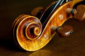 wooden part of violin close up