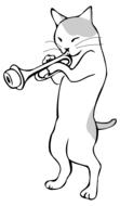 drawing of a cat playing the trumpet