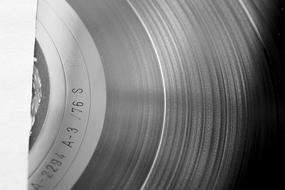 black and white photo of vinyl record