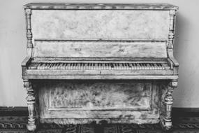 retro piano instrument in black and white picture