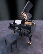 piano with opened top