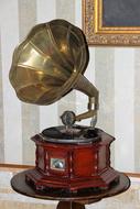 luxury vintage Gramophone at wall