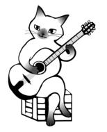 cat with guitar drawing