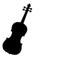 Black violin silhouette on the white background