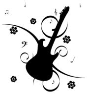 wallpaper with guitar and flowers